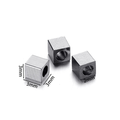 Stainless Steel Cube Interval Beads Loose Accessories