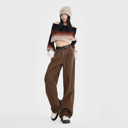 Straight Loose All-match High Waist Wide Leg Pants For Women