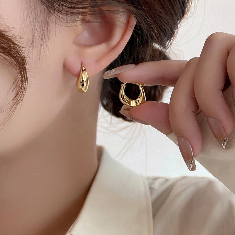 Irregular Geometric Glossy Metal Earrings