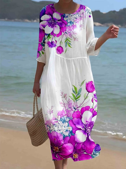 Women's Floral Art Printed Leisure Vacation Dress