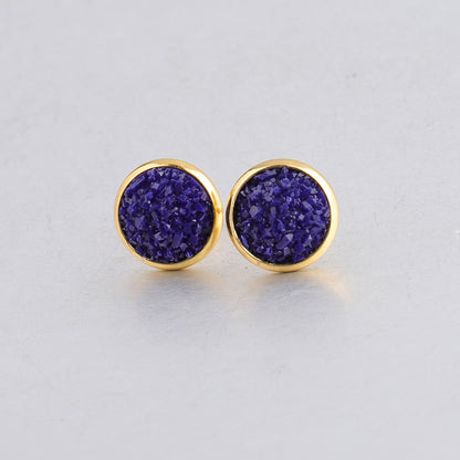 Starry Stainless Steel Water Plated Gold Stud Earrings