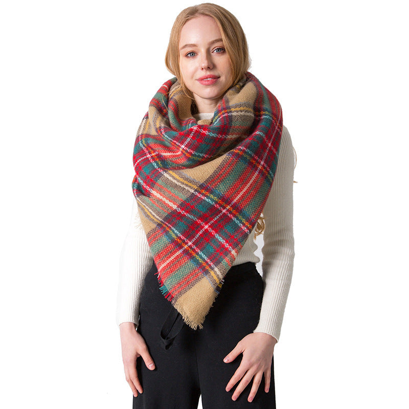 European And American Autumn And Winter Plus-sized Double-sided Qicaigei Scarf Women's Shawl