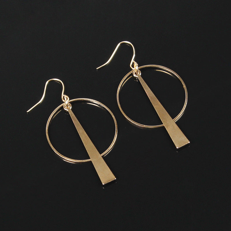 Creative Geometry Round Ring Earrings All-match Long Eardrops Fashion