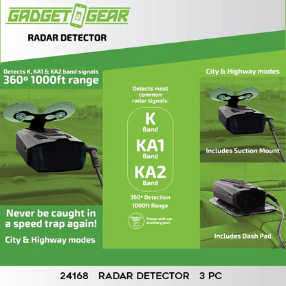 Novelty Closeout - Gadget Gear Radar Detector with 12v Car Port- 3/Pack: CLOSEOUT PRICE