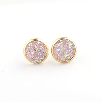 Starry Stainless Steel Water Plated Gold Stud Earrings