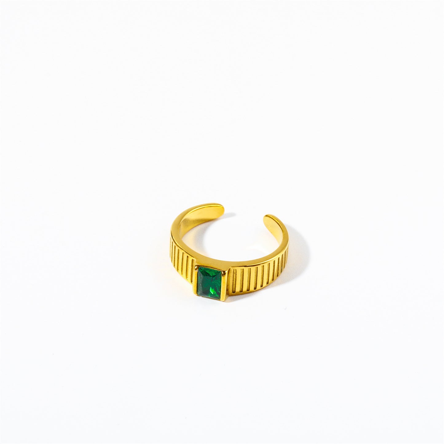 12 Birthstones Stainless Steel Vintage Emerald Zircon Ring