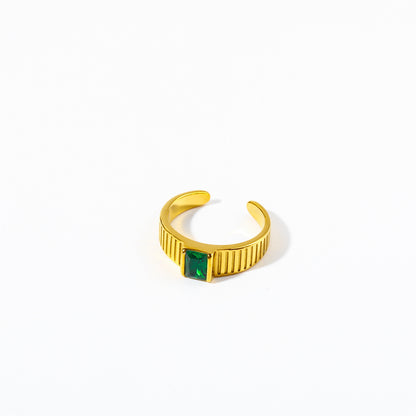 12 Birthstones Stainless Steel Vintage Emerald Zircon Ring