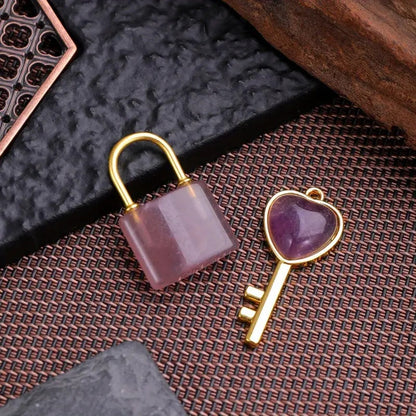 Gold Love Key Heart Lock Pendant Suit