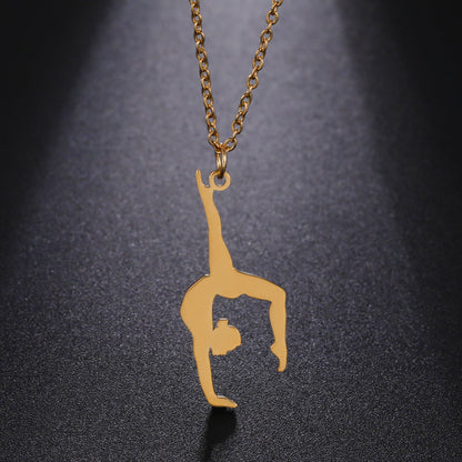 Gymnastics Shape Pendant Stainless Steel Necklace