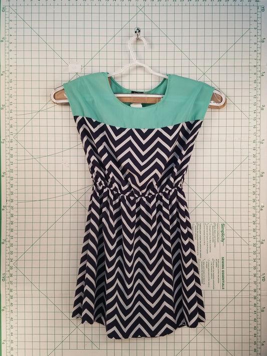 Rue 21 Green/Blue Triangle Stripe Dress