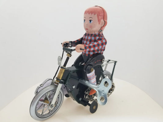 Tin Wind-up Bike w/ Dog Collector's Toy