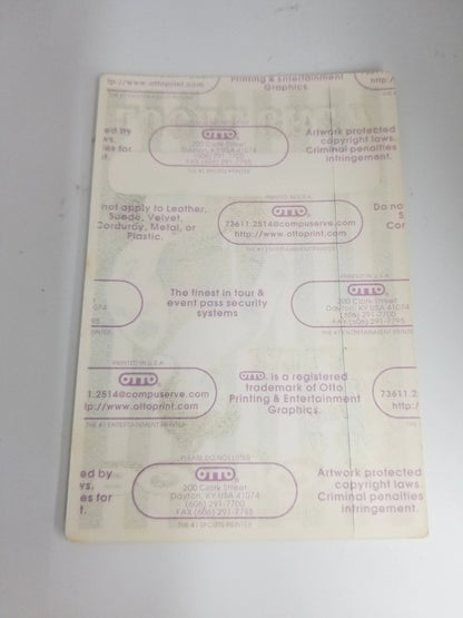 Bon Jovi "It Ain't Over 'Til The Fat Lady Sings" Tour Backstage Pass