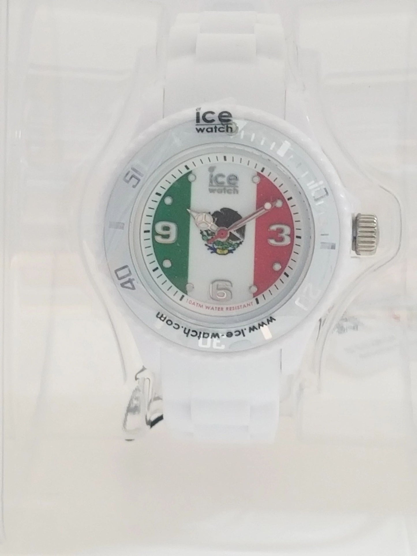 White ICE Watch w/ Mexico Flag Face Design