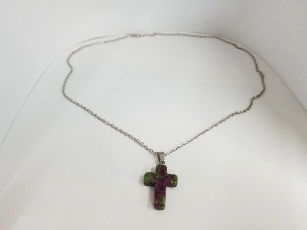 Cut Quartz Crucifix Necklace