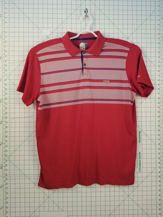 IZOD Athletic Red Striped Polo XL
