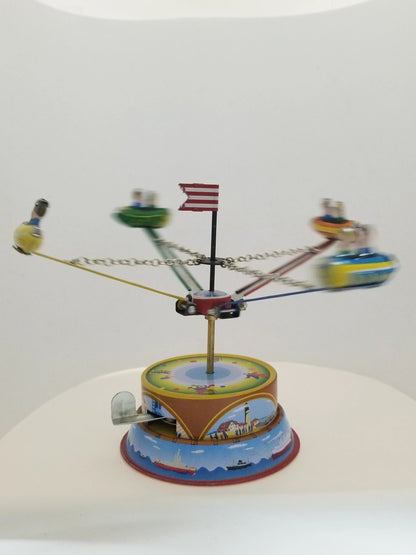 Tin Carnival Airplane Ride Wind-up Collector's Toy