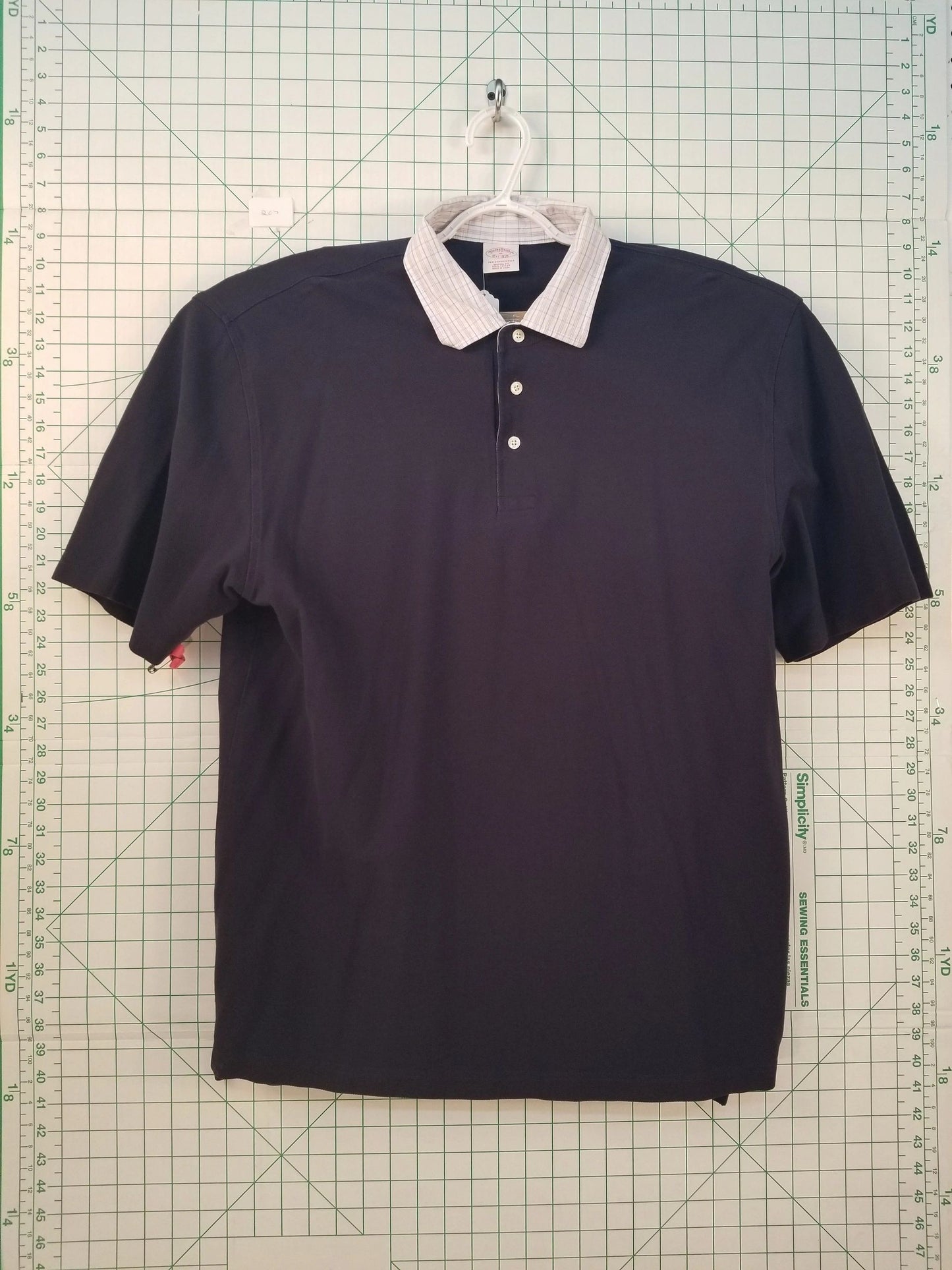 Brooks Brothers Plaid Collar Black Polo XL