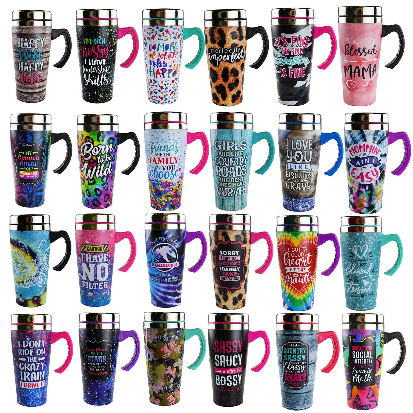 Novelty Closeout - ROUGHNECK 16 OZ PRINTED INSULATED TRAVEL MUG- 24/PACK