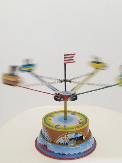 Tin Carnival Airplane Ride Wind-up Collector's Toy