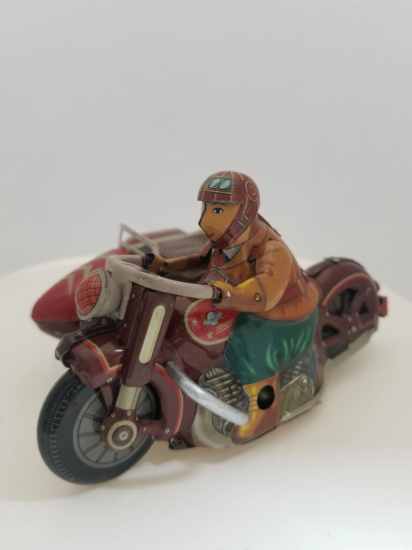 Tin Motorcycle w/ Sidecar Wind-up Collector's Toy