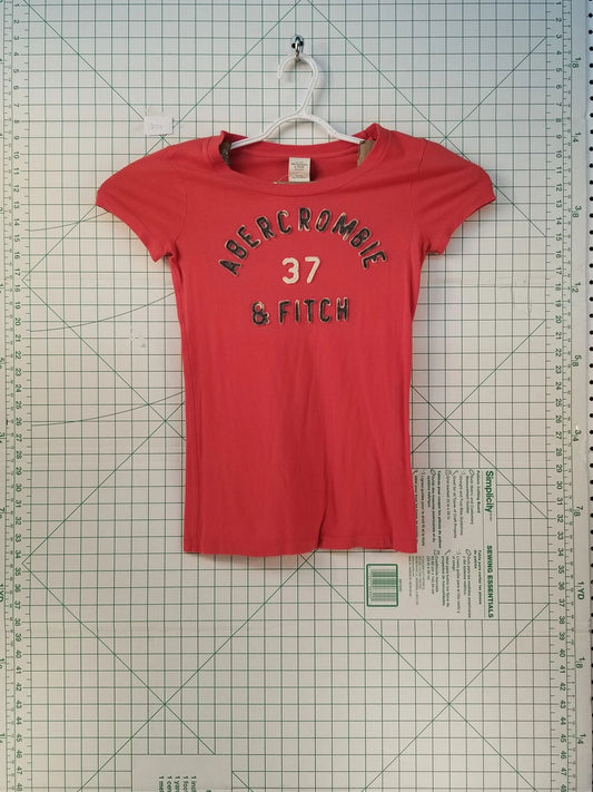 Abercrombie & Fitch Red Embroidered Tee