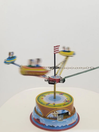 Tin Carnival Airplane Ride Wind-up Collector's Toy