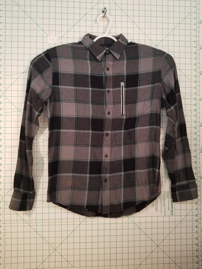 Hawk Black and Grey Checker Print Button Down