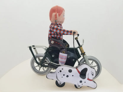 Tin Wind-up Bike w/ Dog Collector's Toy