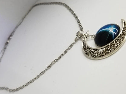 Crescent Moon Pendant And Eclipse Medallion Necklace
