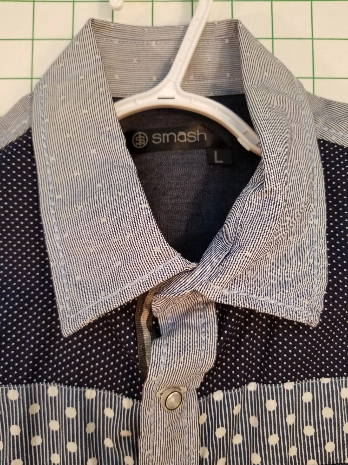 Smash Blue Cowboy-style Short Sleeve Button Down Large
