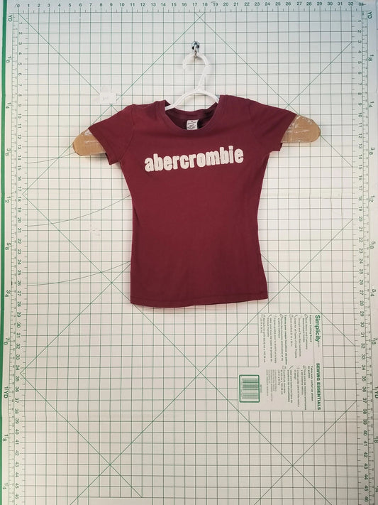 Abercrombie Red Embroidered Tee Small