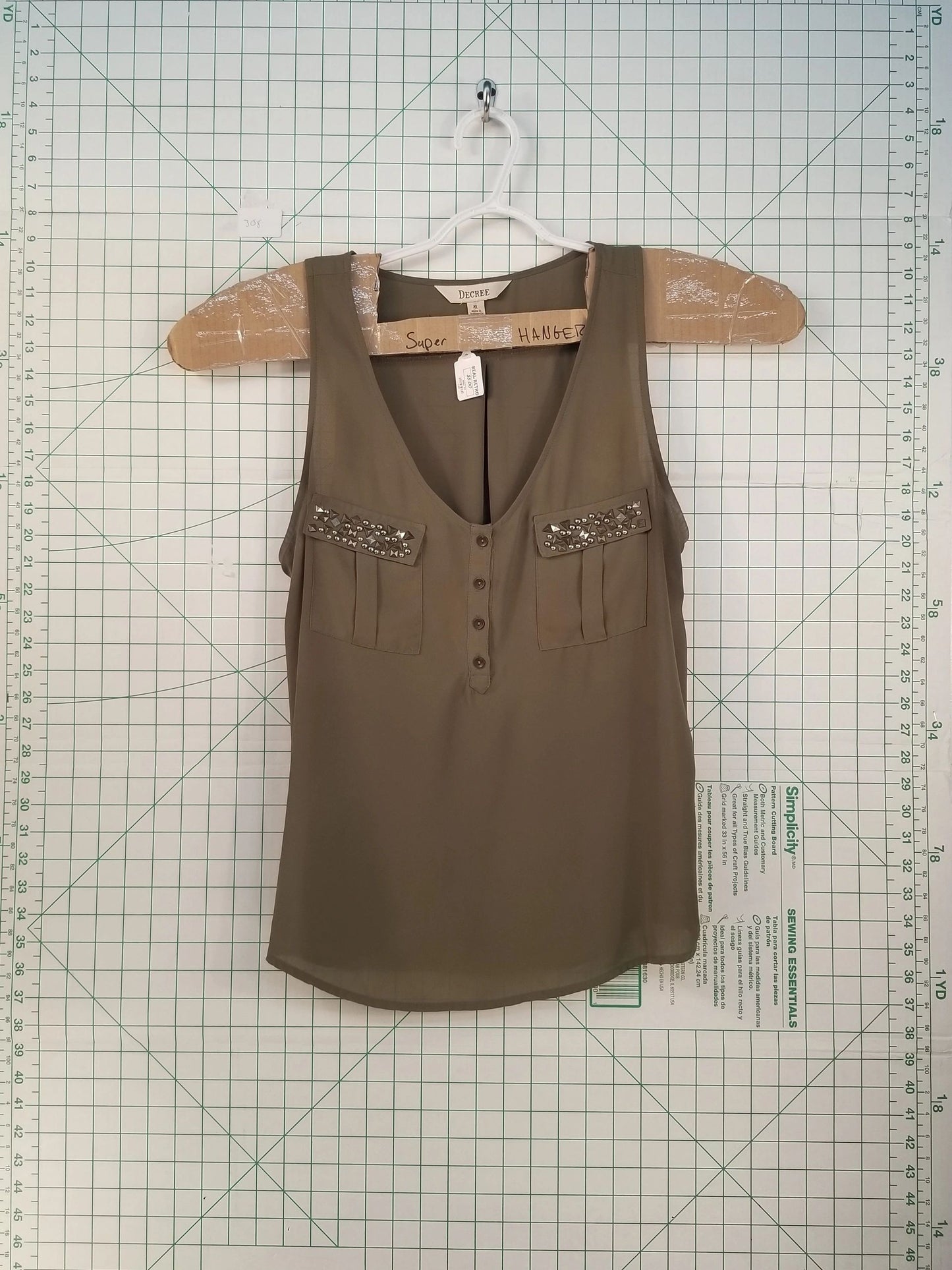 Decree Olive Green Embroidered Dress XL