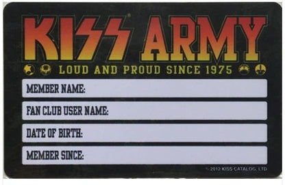 2012 KISS Army Membership Card