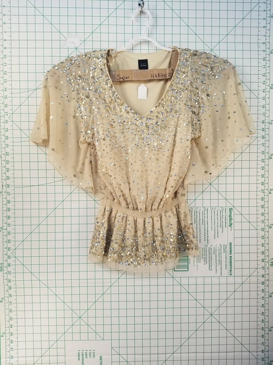 Saks Fifth Avenue Gold Sequins Blouse