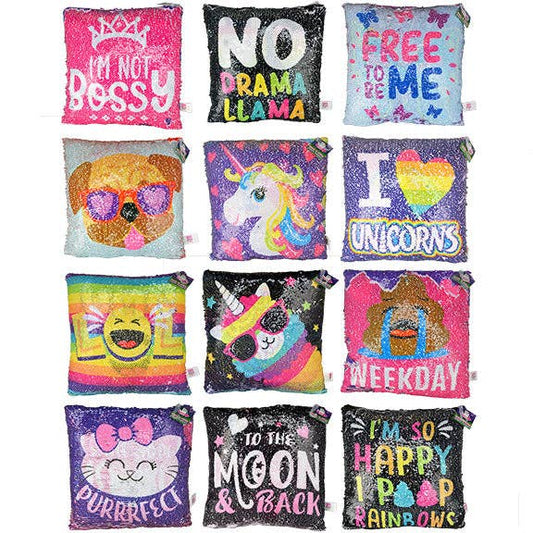 Novelty Closeout - KIDS SEQUIN FLIPZ 10" PILLOW- 12/PACK