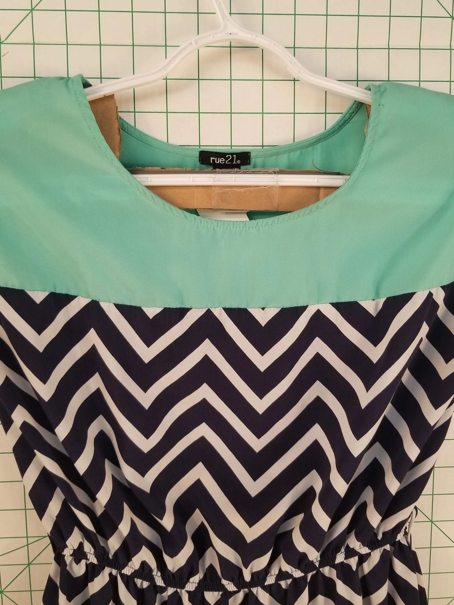 Rue 21 Green/Blue Triangle Stripe Dress