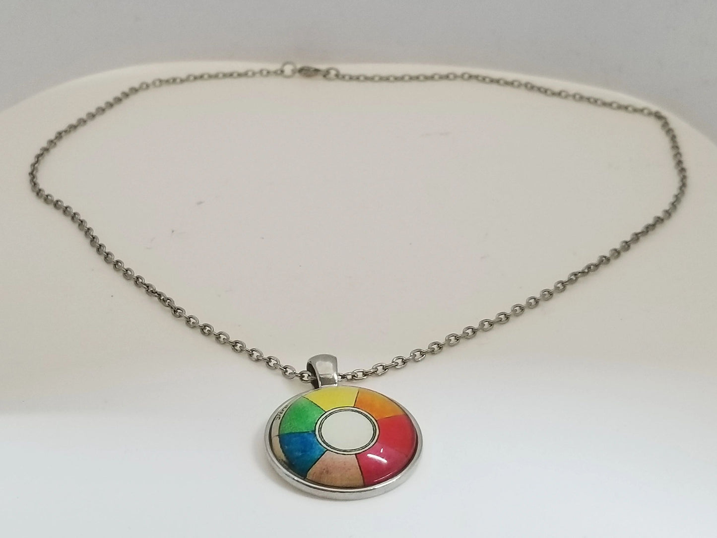 Rainbow Mural Medallion With Chain Necklace