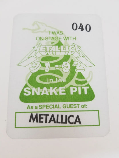 Metallica 91-92 Backstage Pass