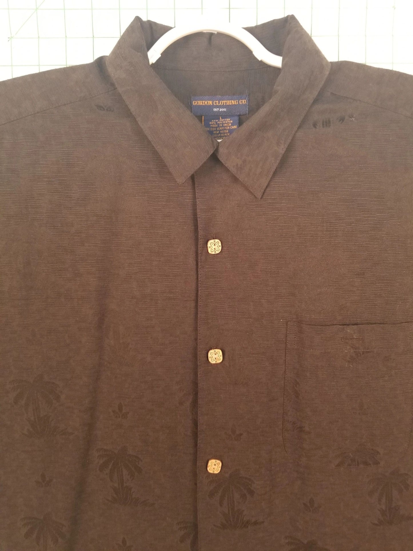 Gordon Clothing Co Black Palm Print Button Down