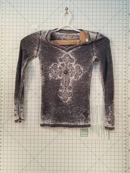 Acid Wash Grey Pullover Sweater