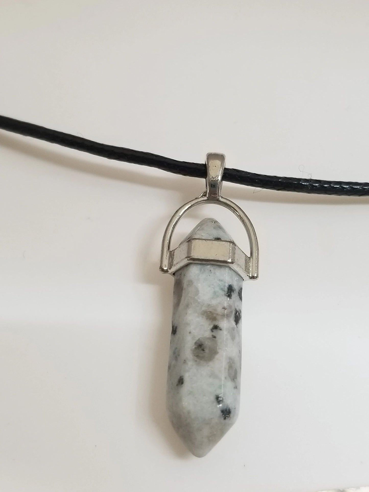 Cut Stone Pendant Necklace White