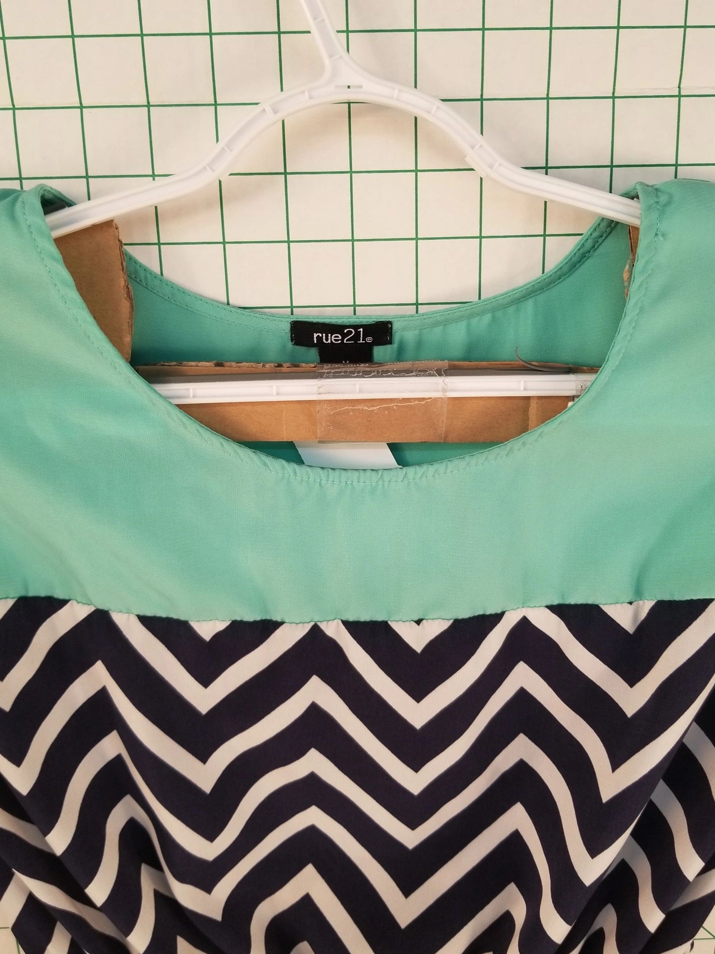 Rue 21 Green/Blue Triangle Stripe Dress