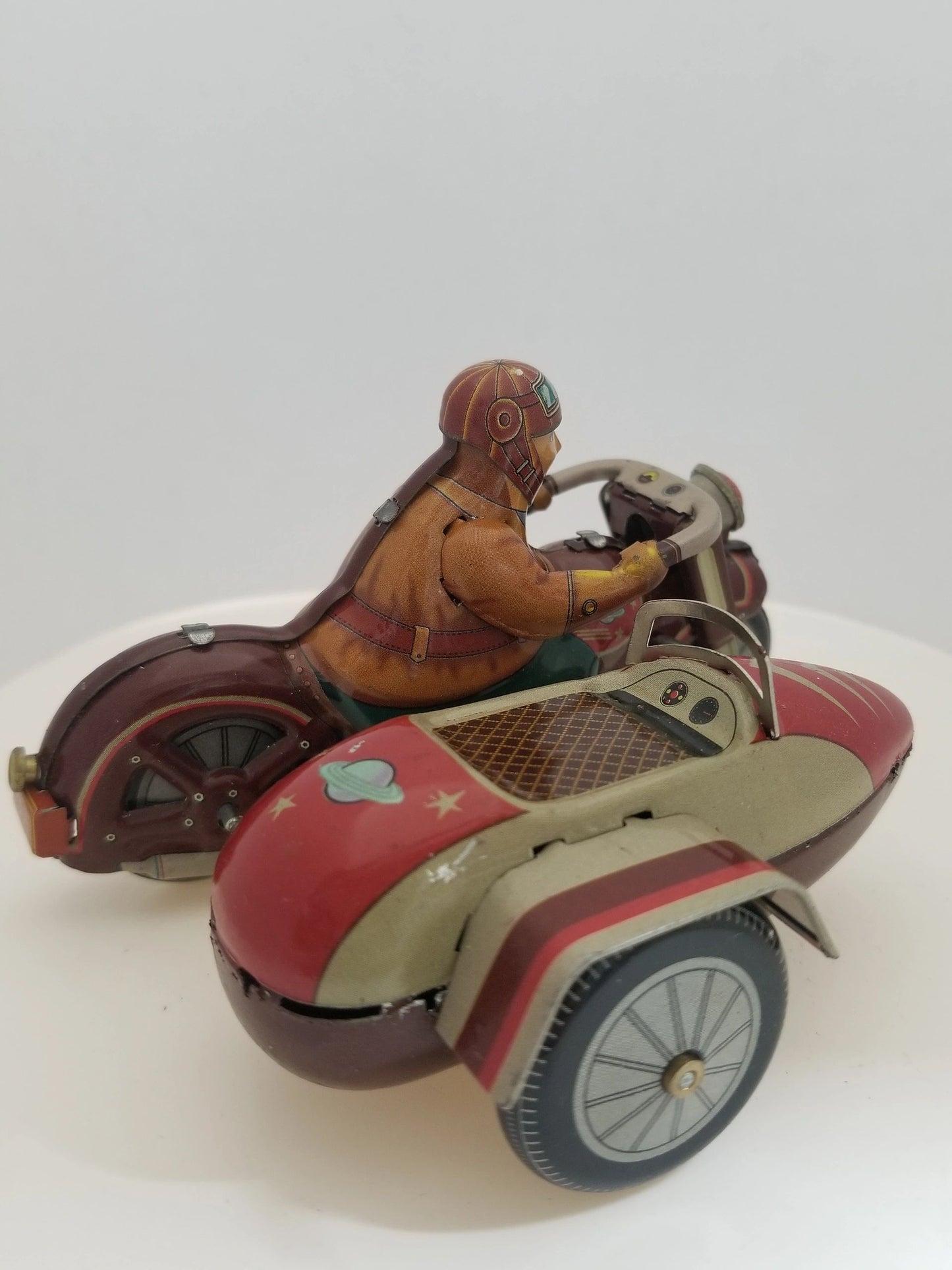 Tin Motorcycle w/ Sidecar Wind-up Collector's Toy