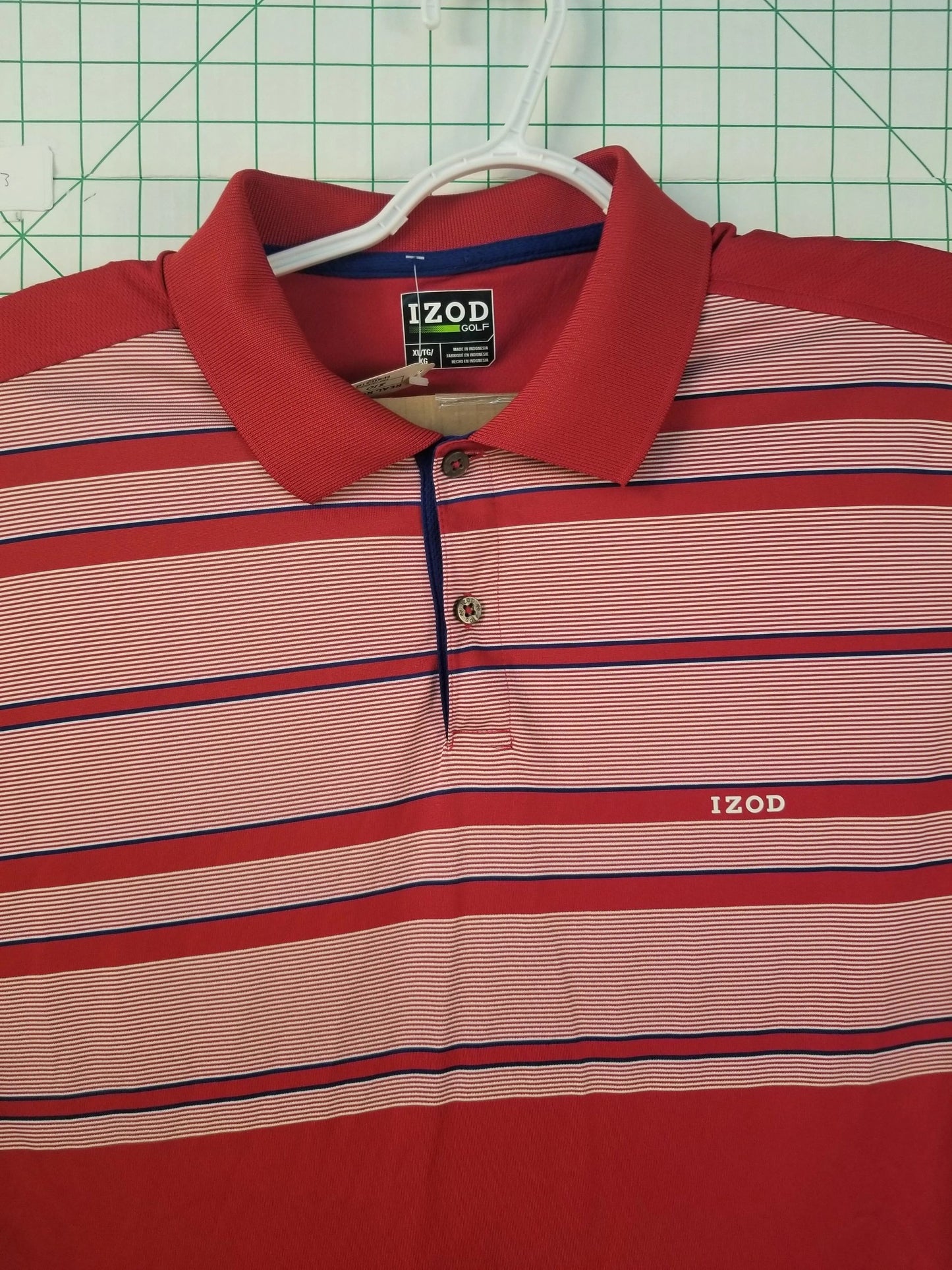 IZOD Athletic Red Striped Polo XL