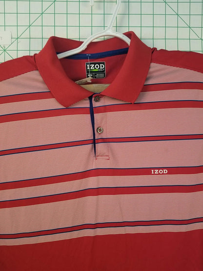 IZOD Athletic Red Striped Polo XL