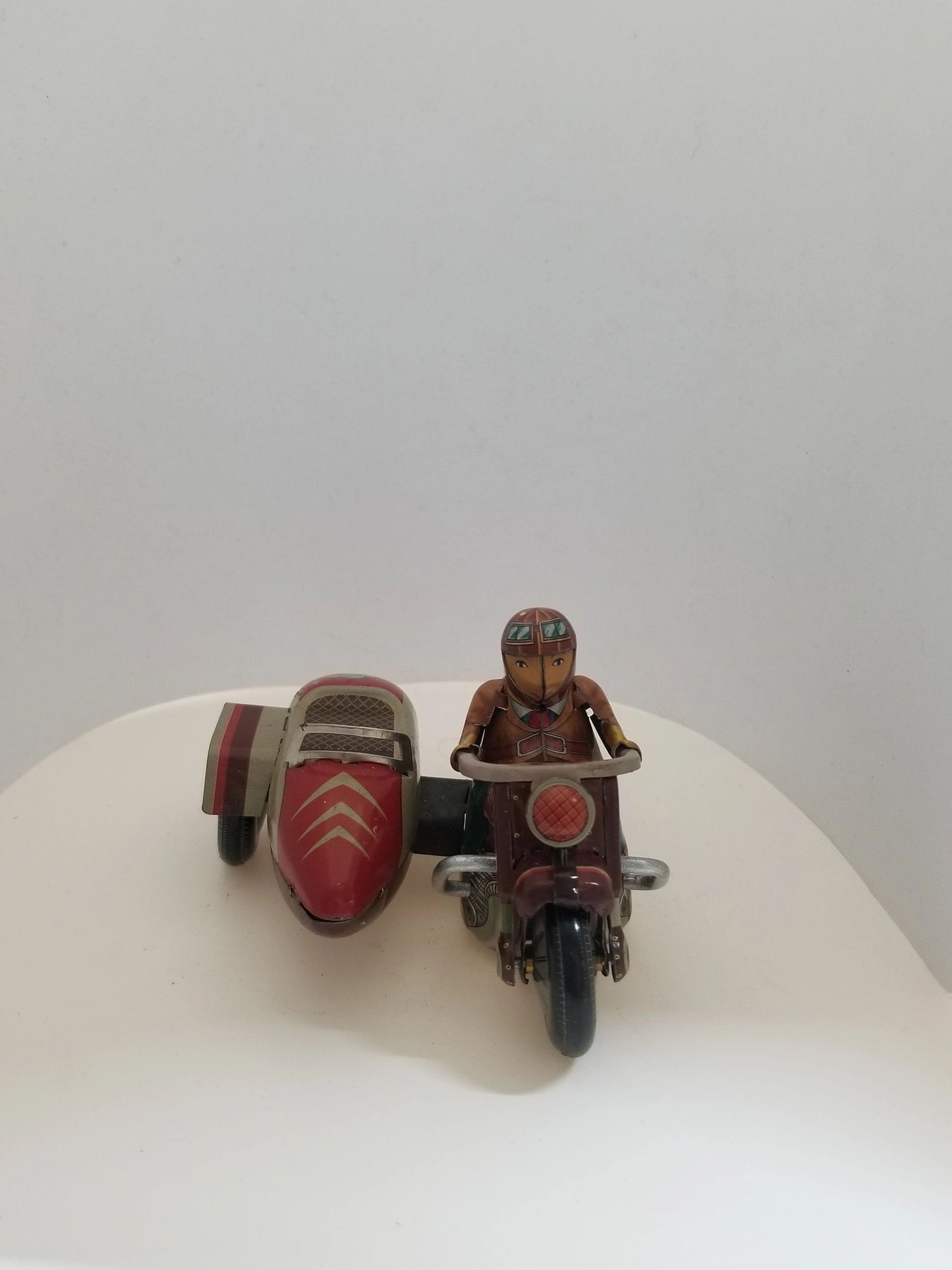 Tin Motorcycle w/ Sidecar Wind-up Collector's Toy
