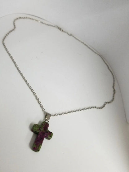 Cut Quartz Crucifix Necklace