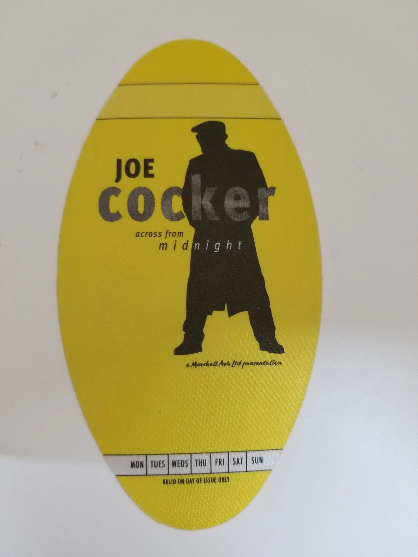 Joe Cocker "Across From Midnight" Tour Backstage Pass