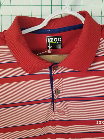 IZOD Athletic Red Striped Polo XL