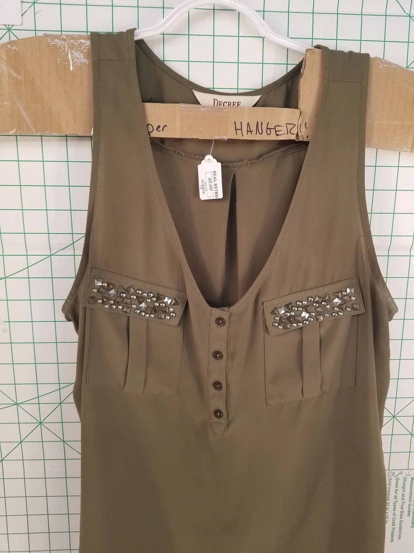 Decree Olive Green Embroidered Dress XL